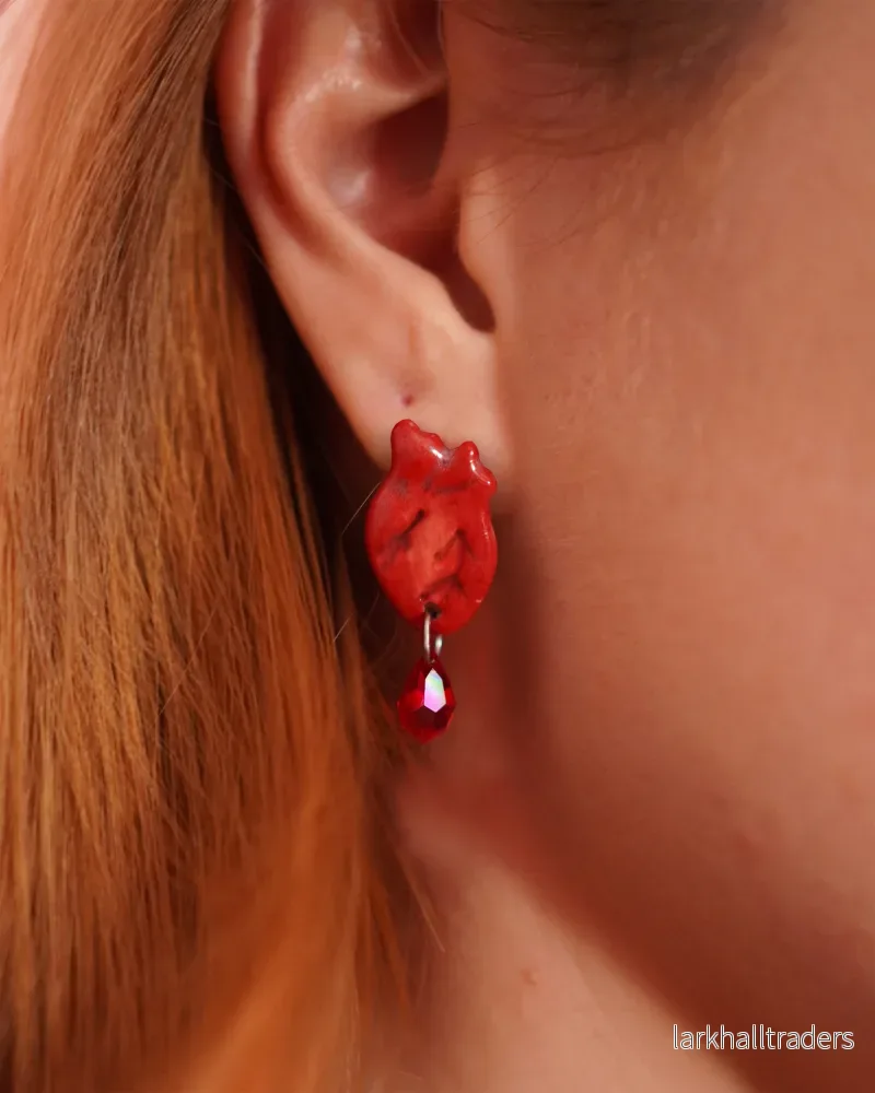 Anatomy heart earrings with crystal - Bild 2