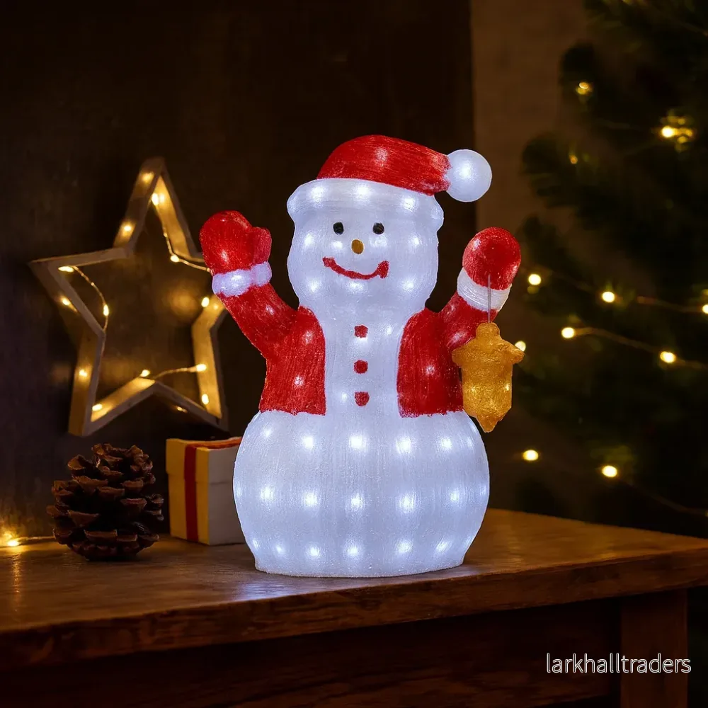 Snögubbe Akryl - höjd 60 cm med LED-ljus - Bild 2