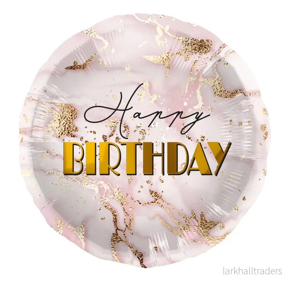 Folieballong, birthday marble rosa/guld 45 cm Folieballong, birthday marble rosa/guld 45 cm