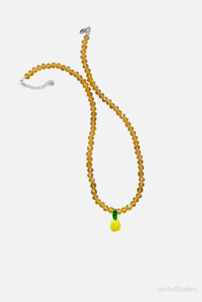 Citron- och brunt pärlhalsband Citron- och brunt pärlhalsband