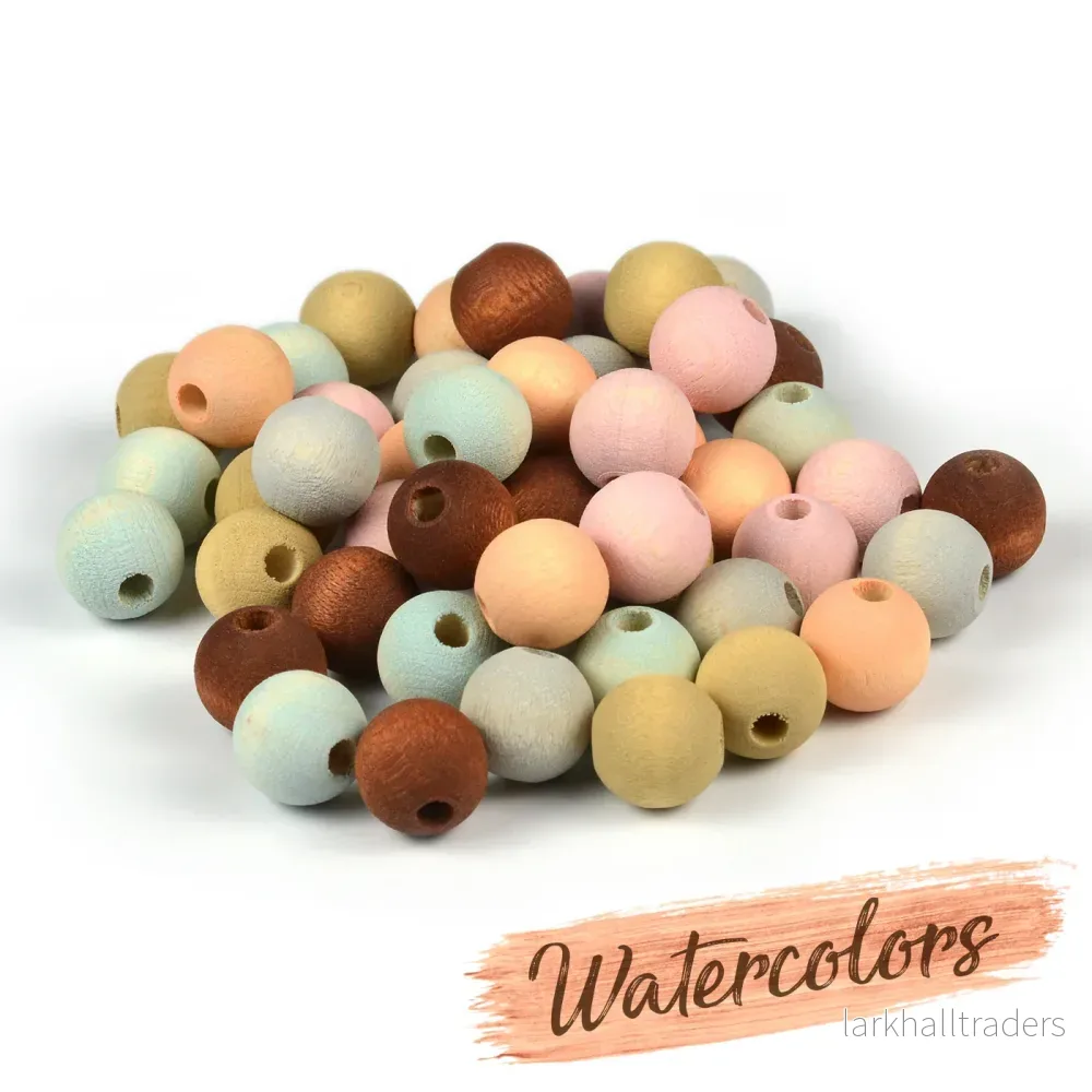 Träpärlor, 10mm, watercolors – rose, 40st - Bild 2