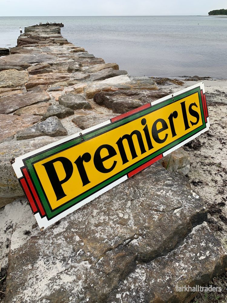 Stor dubbelsidig Premier Ice emaljskylt
