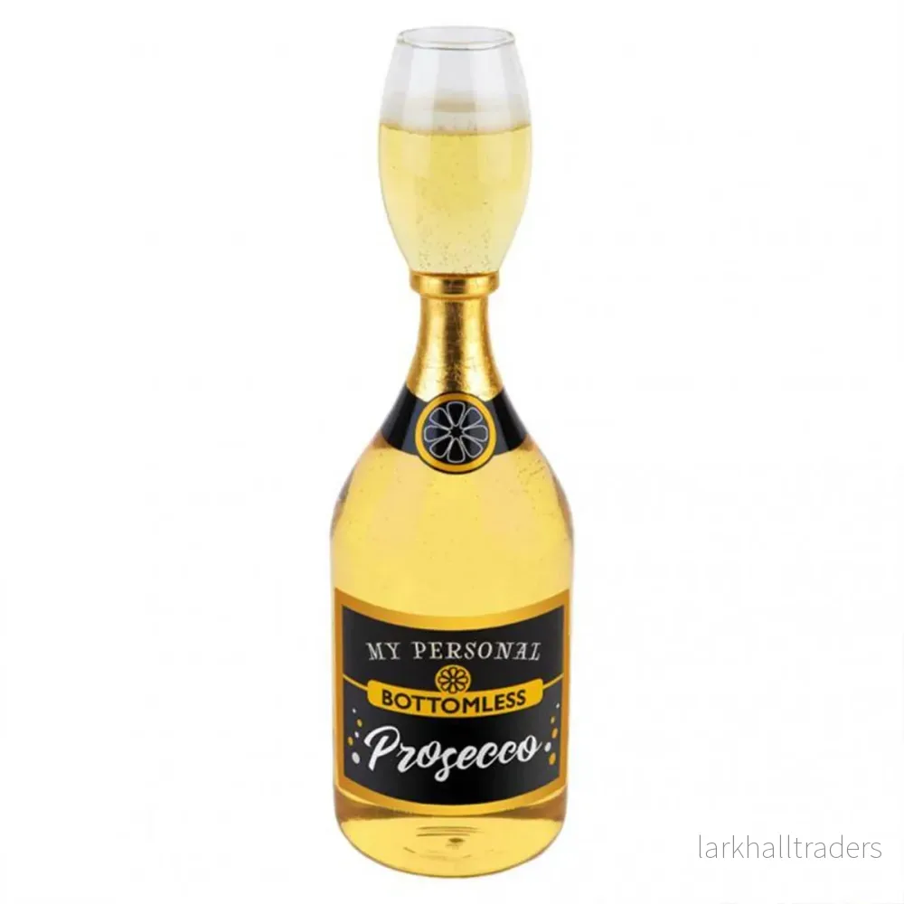 Glas, prosecco bottle