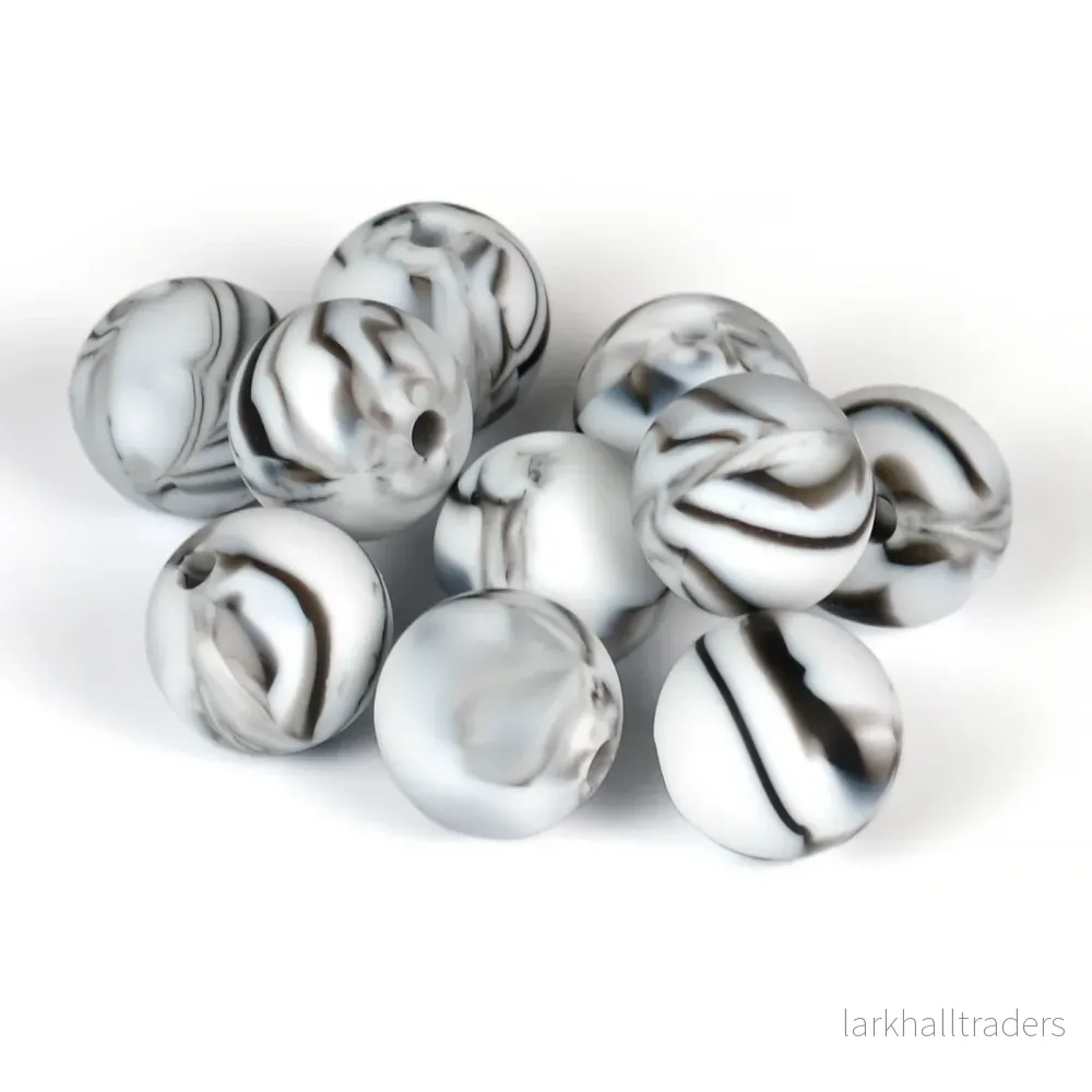 Silikonpärlor, stark marmorerad, 12mm - Bild 2