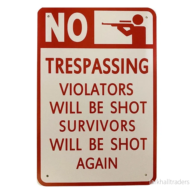 Metallskylt – Trespassing
