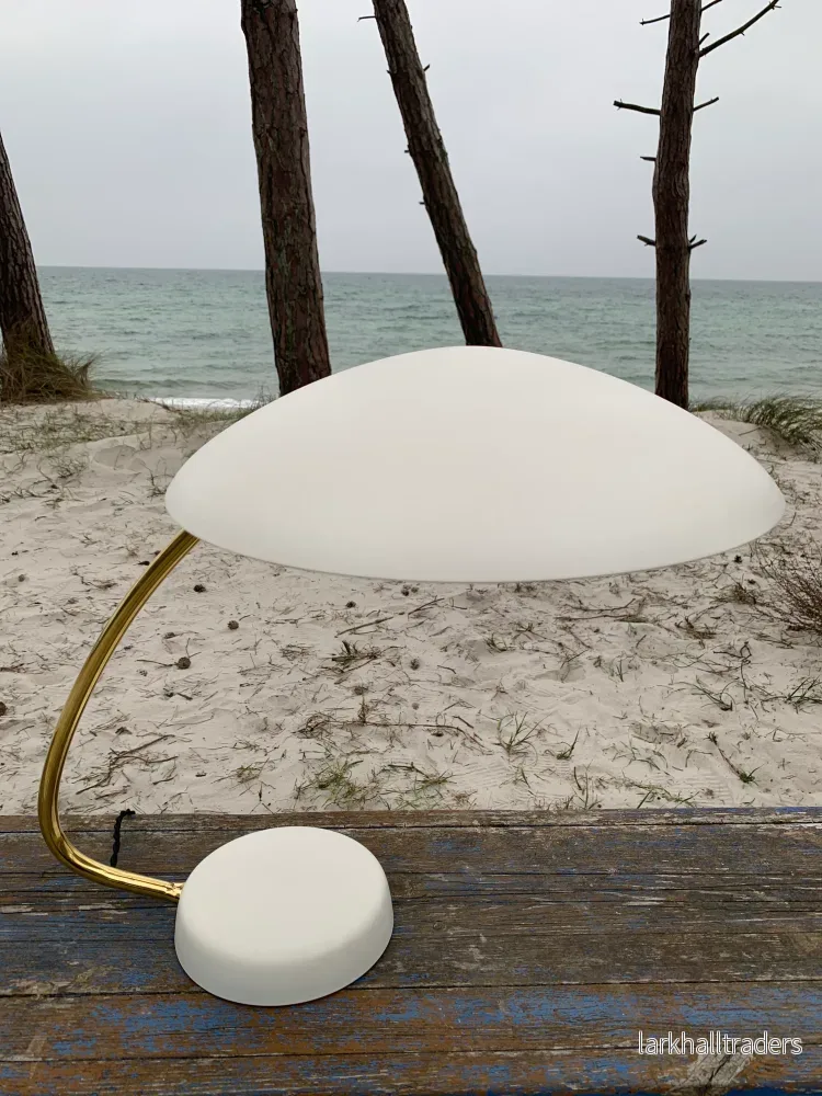 Kosacklampa - Vit med arm i mässing - Bild 2