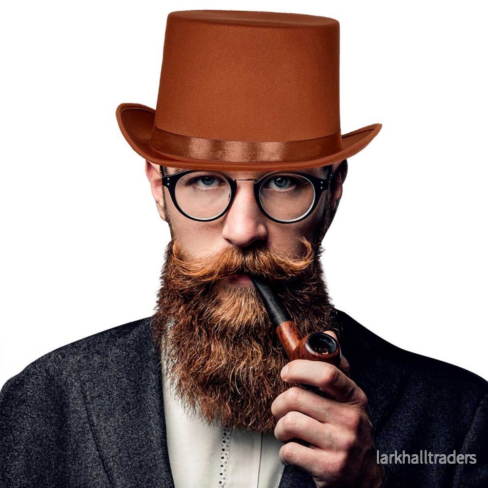 Hög hatt, satin brun - Bild 3