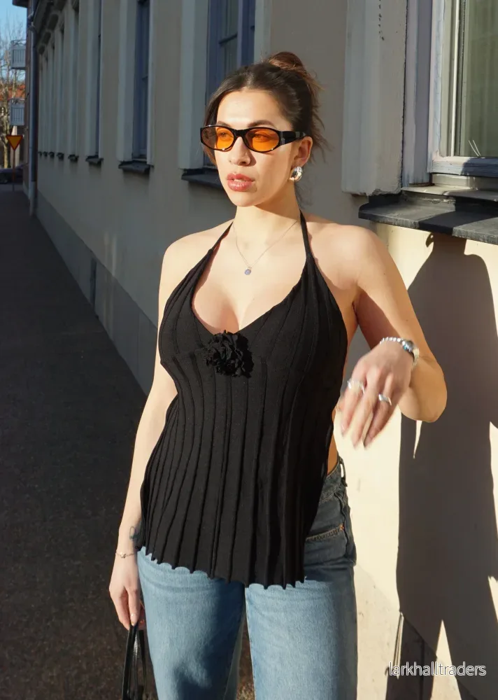 Blommig Halterneck Topp