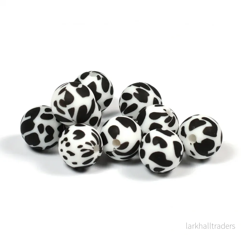 Silikonpärlor, dalmatiner, 12mm - Bild 2