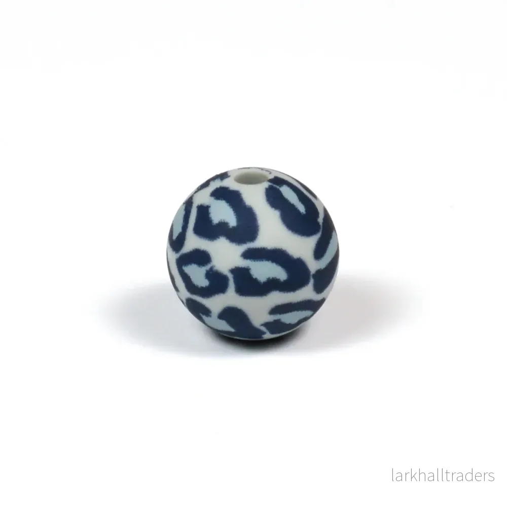 Silikonpärlor, leopard grå, 12mm