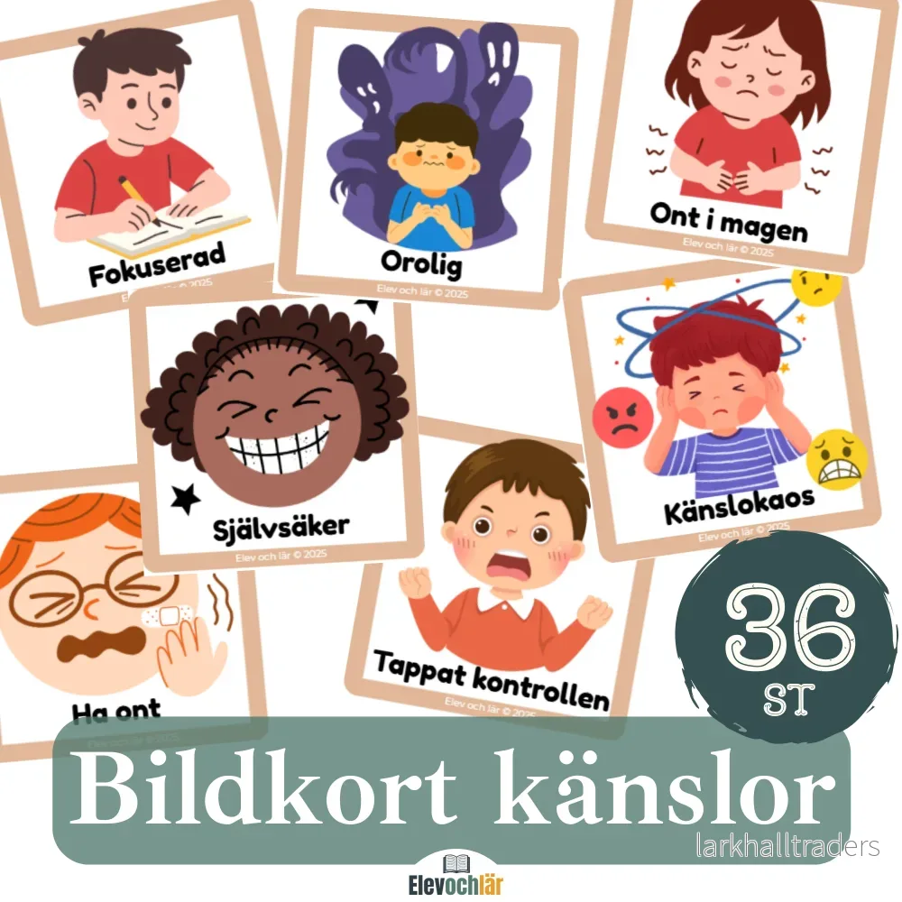 Känslor – beskriv känslor med bildkort/bildstöd 36st Känslor – beskriv känslor med bildkort/bildstöd 36st