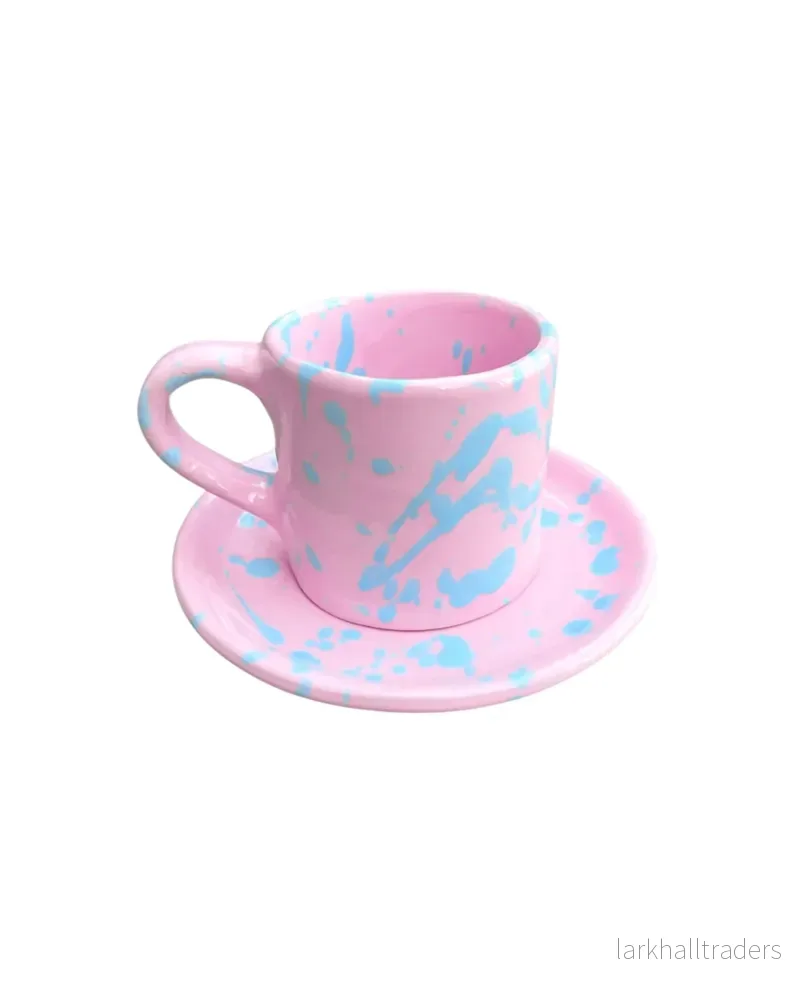 Kopp Med Tallrik - Rosa
