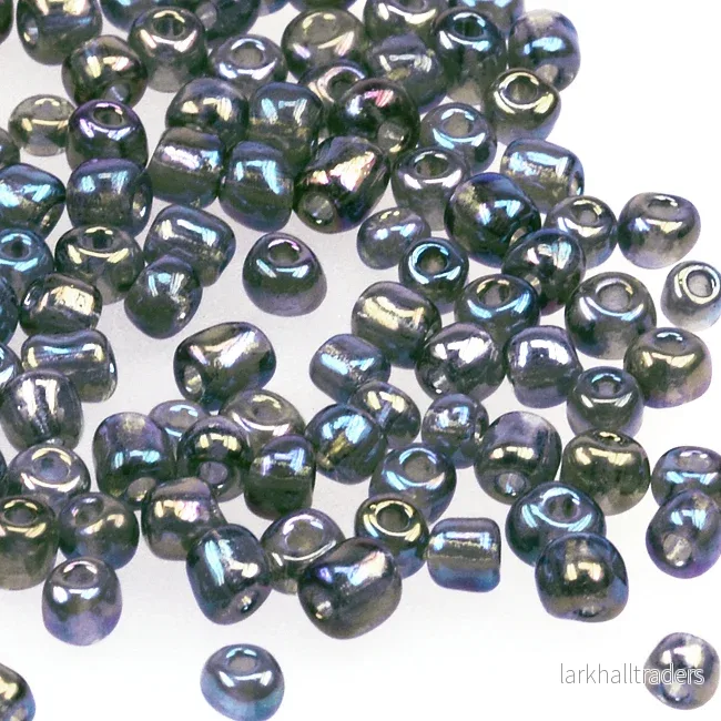 Seed Beads, 4mm, transparent-rainbow grå, 30g Seed Beads, 4mm, transparent-rainbow grå, 30g