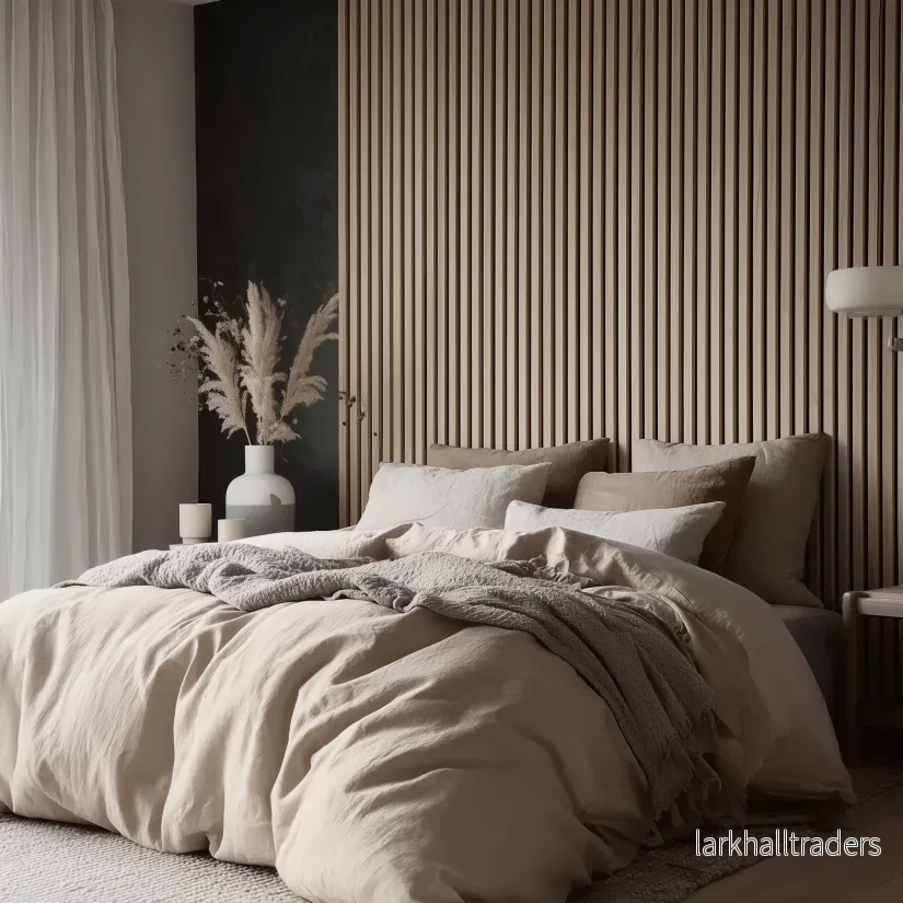 Sänggavel i akustikpanel, höjd 138 cm, bredd 245 cm, träslag ljus ek (premiumutförande) Sänggavel i akustikpanel, höjd 138 cm, bredd 245 cm, träslag ljus ek (premiumutförande)