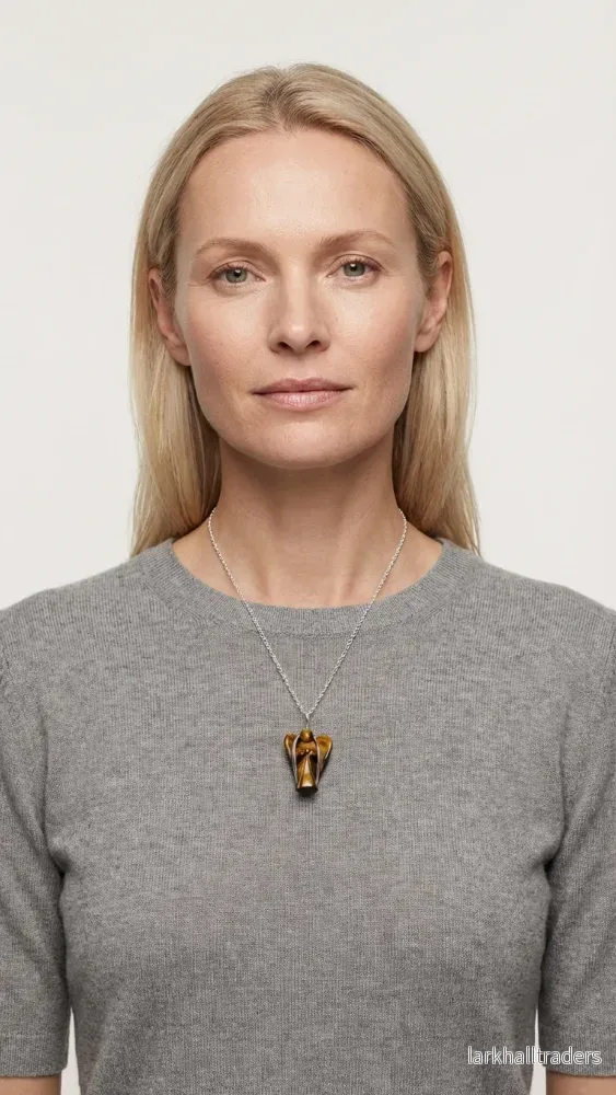 Halsband med tigeröga – ängelhänge - Bild 3