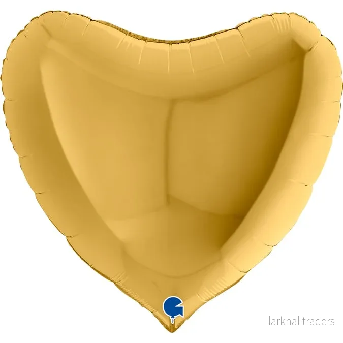 Folieballong, hjärta guld 91 cm