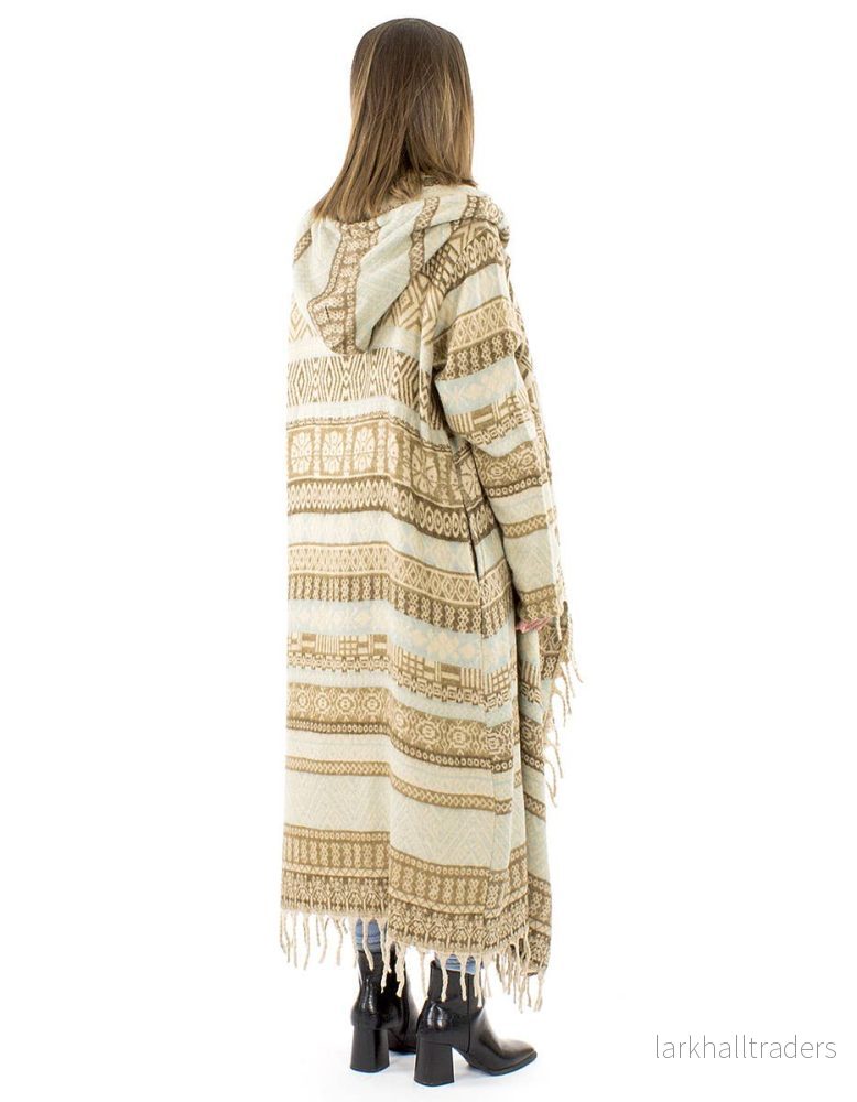 Ponchokappa med fransar Sand & Mocha - Bild 2