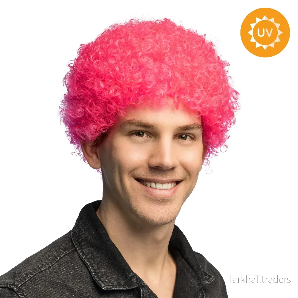 Peruk, curly neon rosa - Bild 2