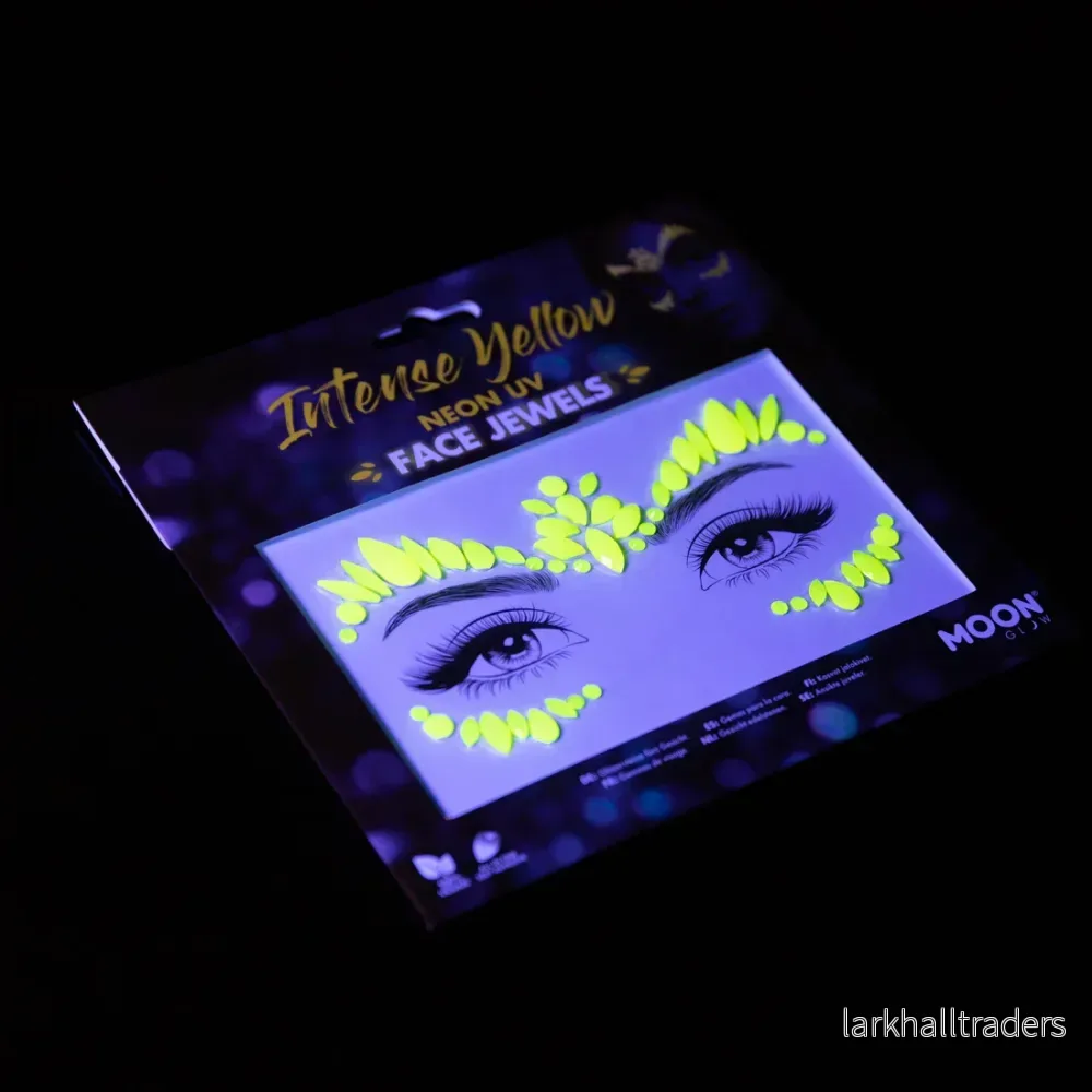 Moon Neon UV kroppsstenar, Intense Yellow Face Jewels - Bild 3