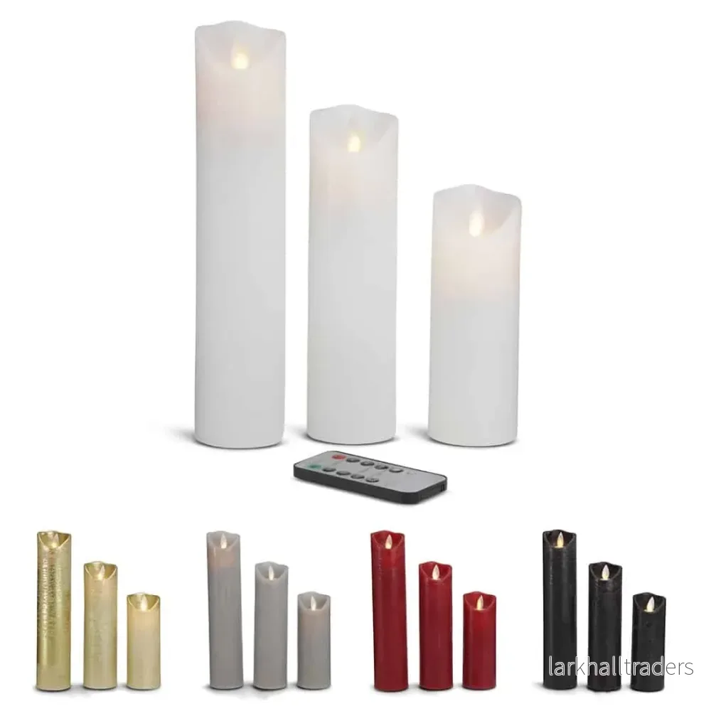 LED-ljus – 3 st. – 15/20/25 cm – med 3D-låga – (flera färger) LED-ljus – 3 st. – 15/20/25 cm – med 3D-låga – (flera färger)