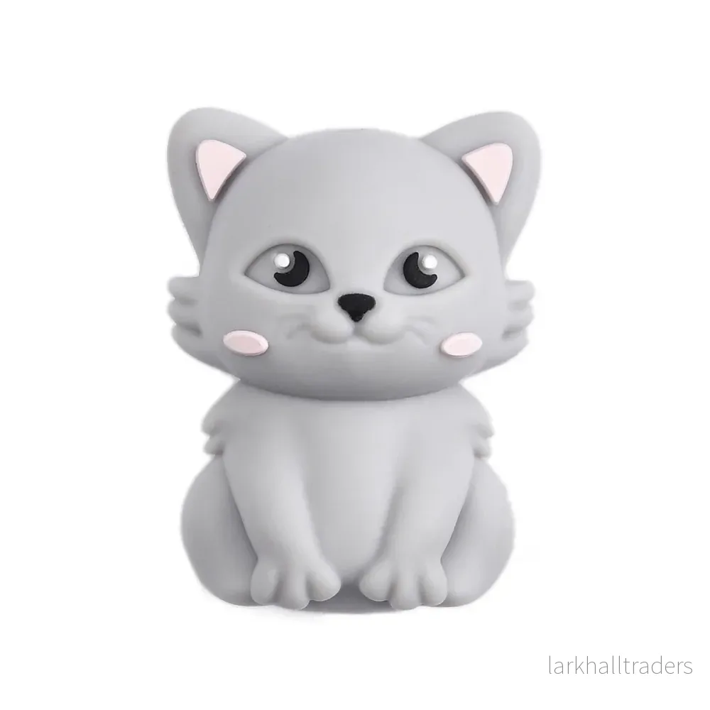 Motivpärla i silikon, 3D katt Motivpärla i silikon, 3D katt