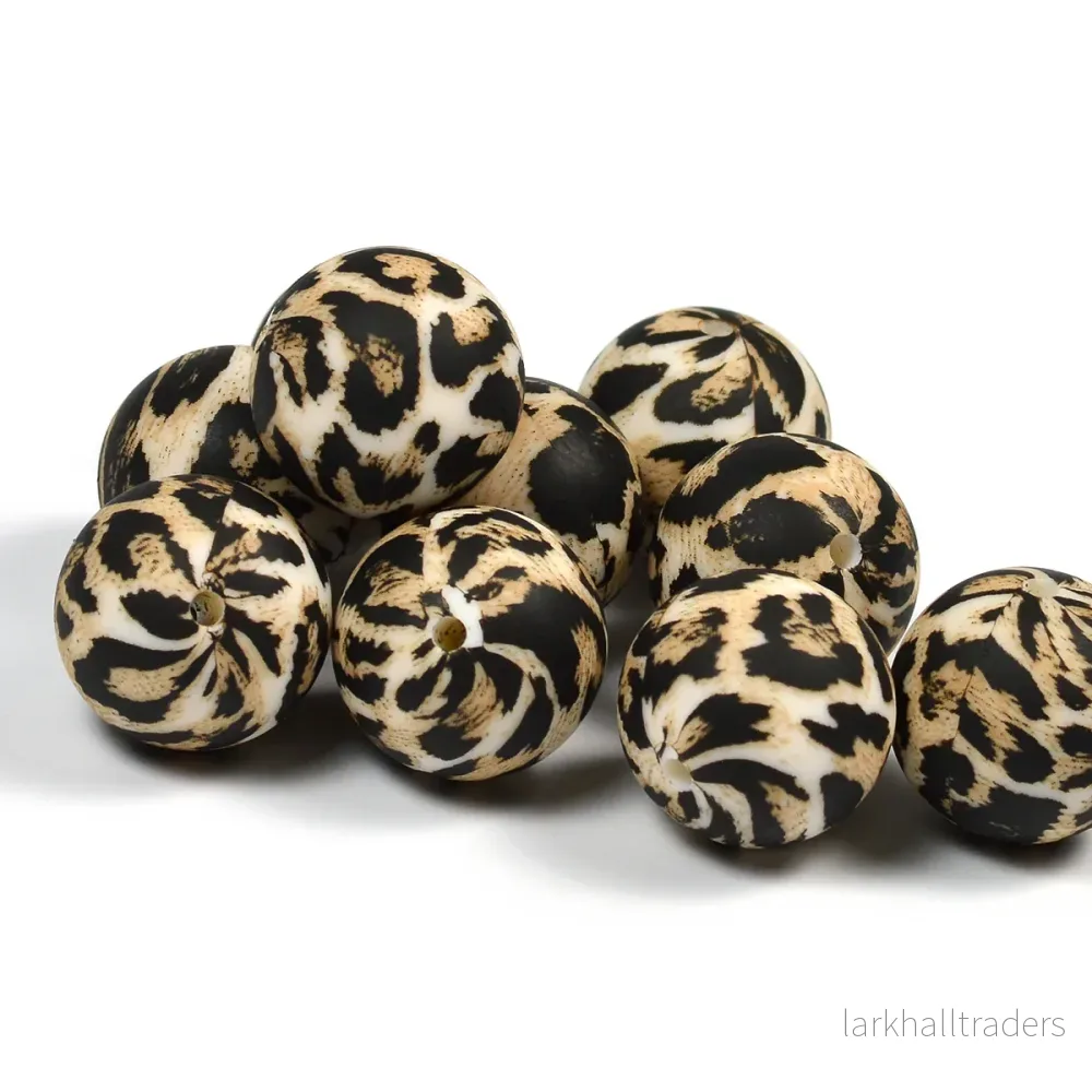 Silikonpärlor, leopard päls, 19mm - Bild 3