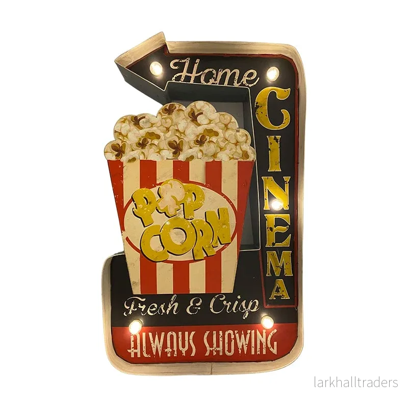 Retroskylt POPCORN med ljus Retroskylt POPCORN med ljus