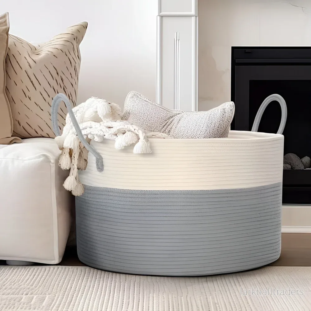 NordWeave XL – Flätad Förvaringskorg 51×34 cm i Brun/Grå - Bild 2