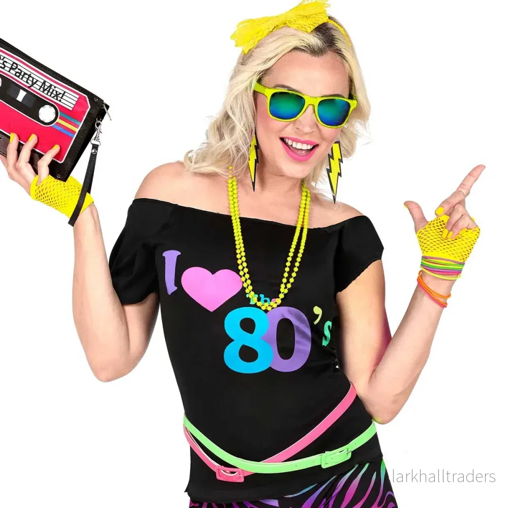 Näthandskar, neon gul 80-tal - Bild 3