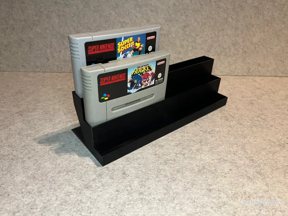Spelställ för 6 SNES-kassetter – trappstegsdesign