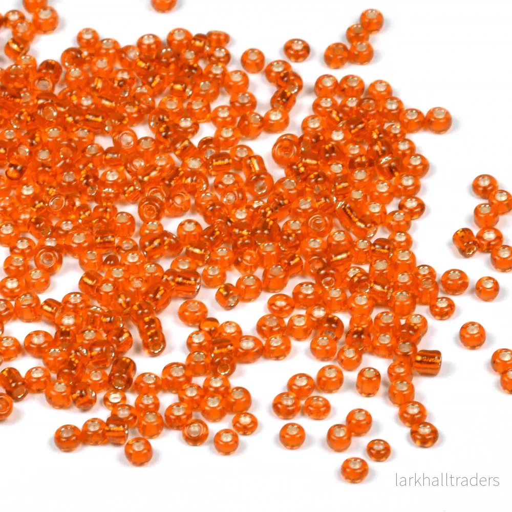 Seed Beads, 2mm, silverlined orange, 30g Seed Beads, 2mm, silverlined orange, 30g