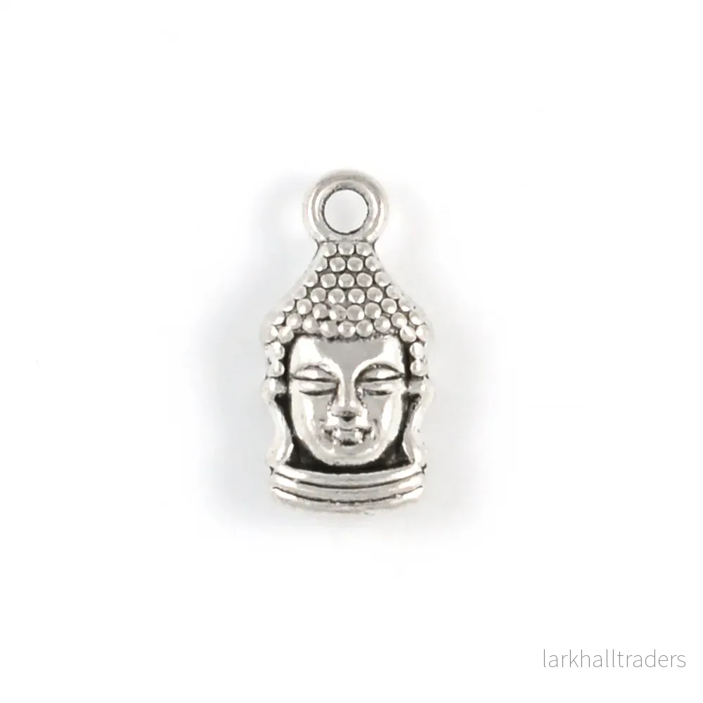 Berlock, Buddha huvud, antiksilver, 8x16mm, 10st