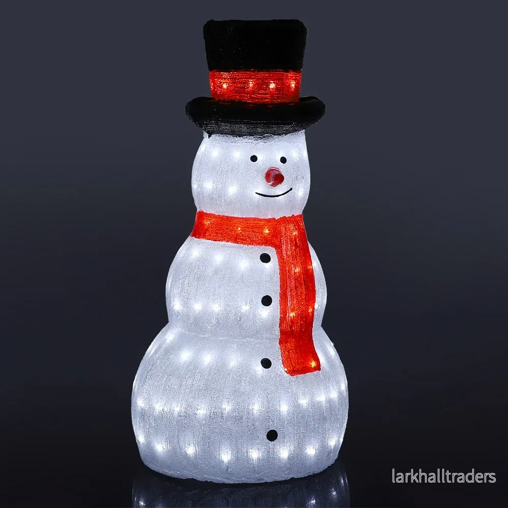 Snögubbe i akryl – 80 cm hög med LED-lampor – Snögubbe i akryl – 80 cm hög med LED-lampor –