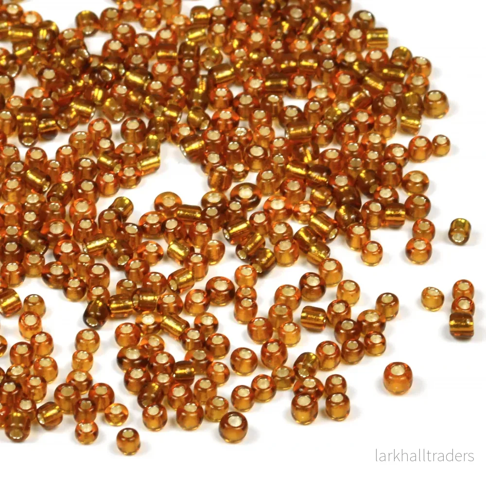 Seed Beads, 2mm, silverlined brun, 30g Seed Beads, 2mm, silverlined brun, 30g