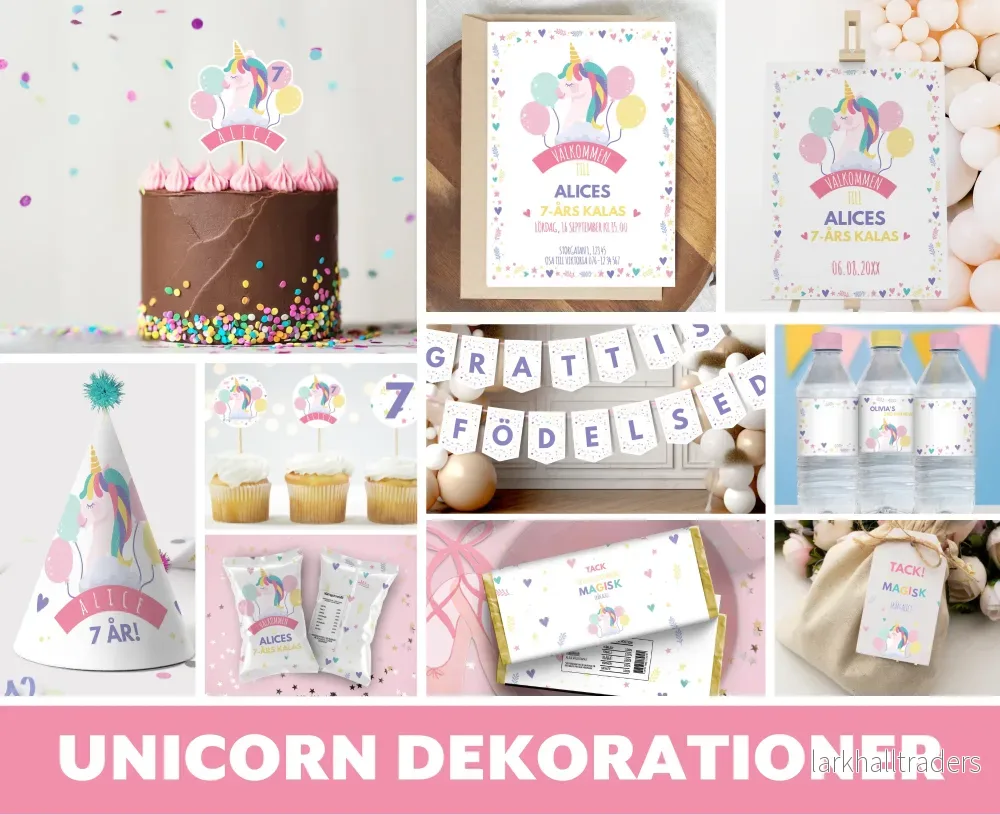 Utskrivbara Unicorn Födelsedagsdekorationer Utskrivbara Unicorn Födelsedagsdekorationer