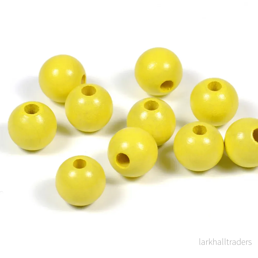 Träpärlor, 10mm, pastellgul, 50st Träpärlor, 10mm, pastellgul, 50st