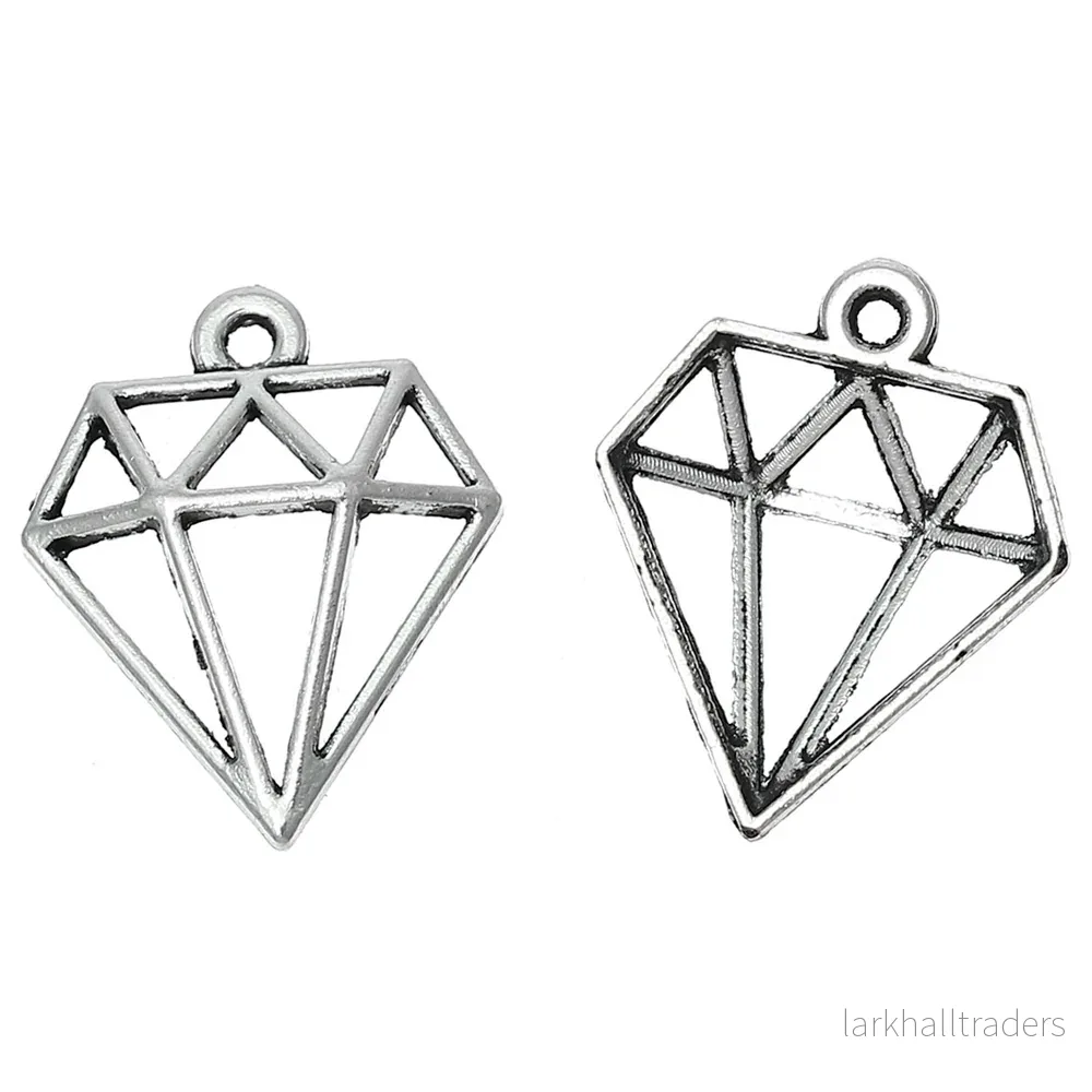 Berlock, diamant, antiksilver, 16mm, 10st - Bild 2