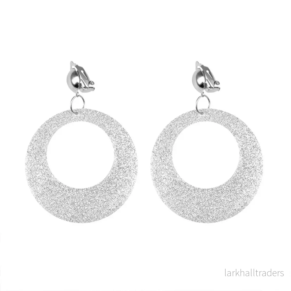 Örhängen, silver glitter 80-tal Örhängen, silver glitter 80-tal