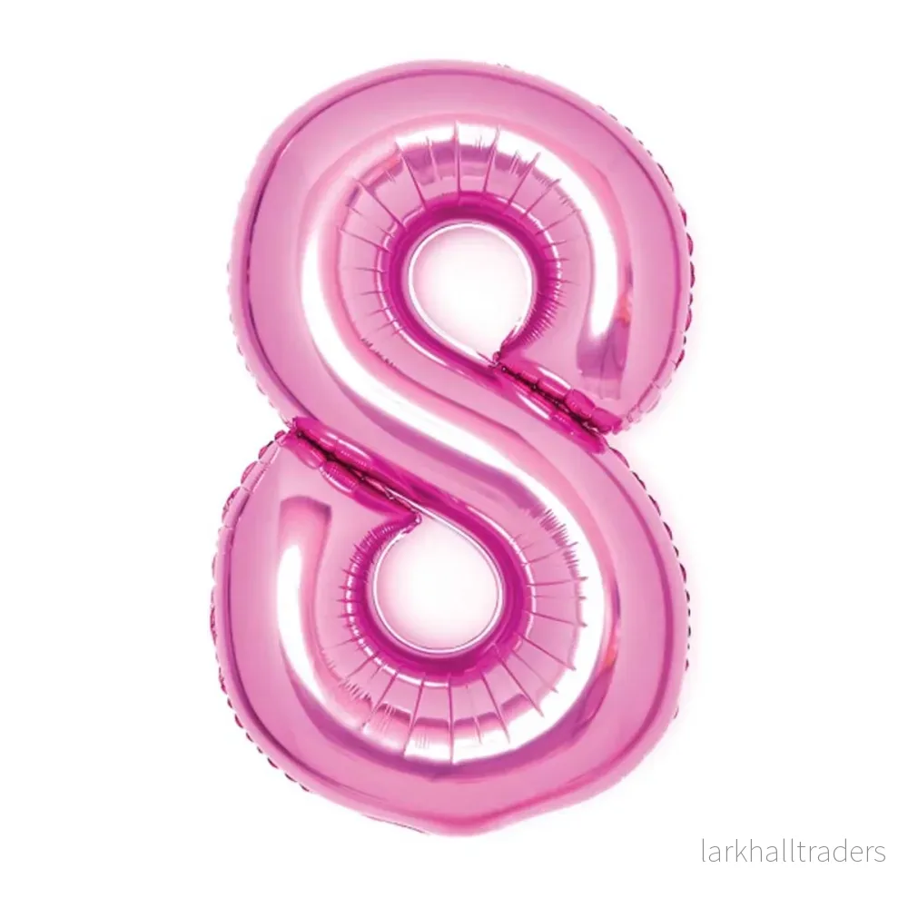 Folieballong, siffra 8 rosa 66 cm