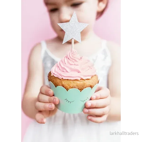 Cupcake toppers, stjärnor silver 6 st - Bild 2
