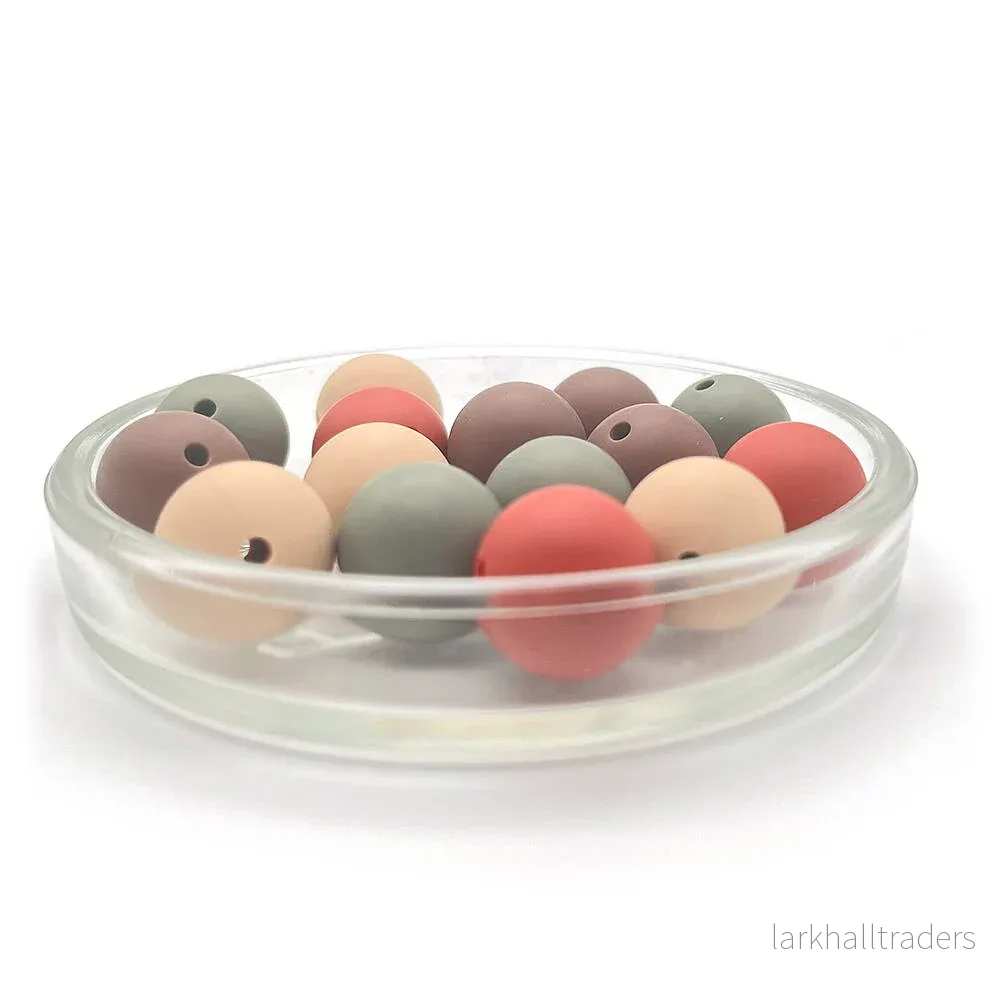 Set med silikonpärlor, ”earth tones”, 15mm, 15-pack Set med silikonpärlor, ”earth tones”, 15mm, 15-pack