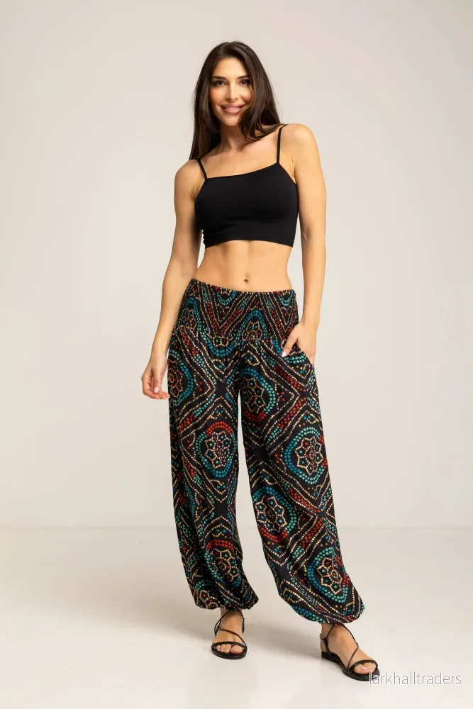 Boho Harem Pants Black Multi Boho Harem Pants Black Multi