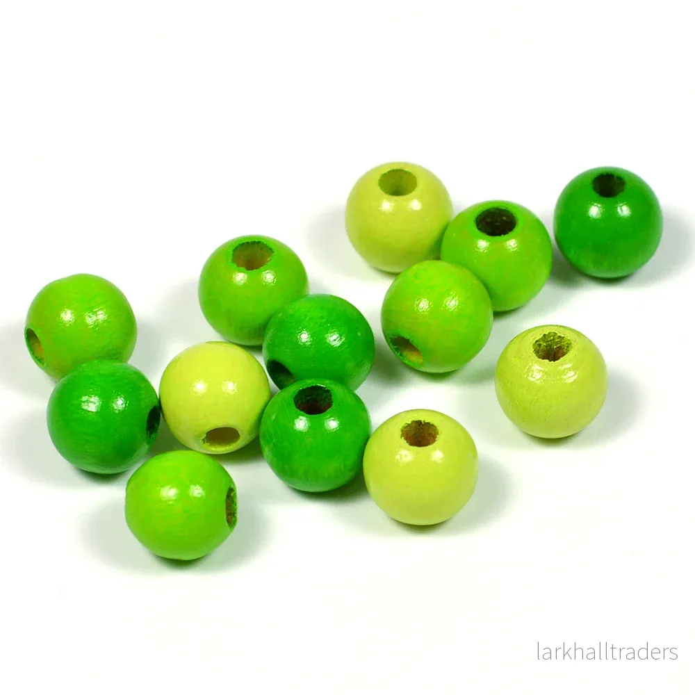 Träpärlor, 8mm, grön-mix, 120st Träpärlor, 8mm, grön-mix, 120st