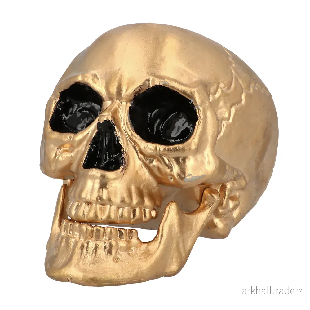 Dödskalle, guld 17x17x24 cm