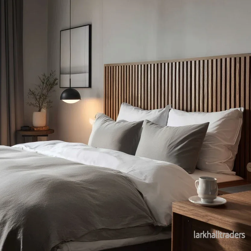 Sänggavel i akustikpanel, höjd 138 cm, bredd 245 cm, träslag Valnöt Sänggavel i akustikpanel, höjd 138 cm, bredd 245 cm, träslag Valnöt