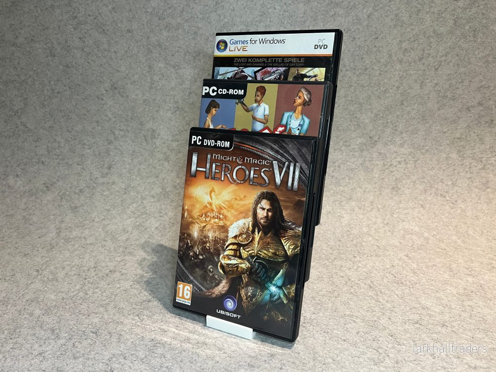 Displayställ för 3 spellådor eller DVD-boxar – viftformat