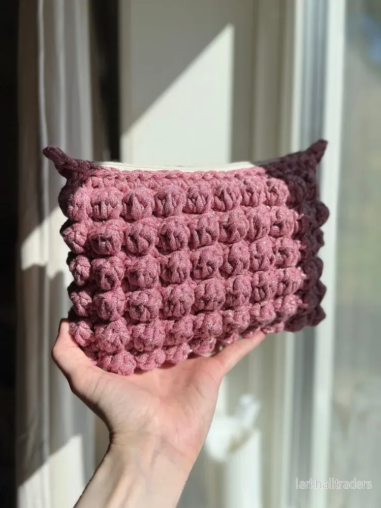 Virkad Bubbliga Väska - glitter mauve