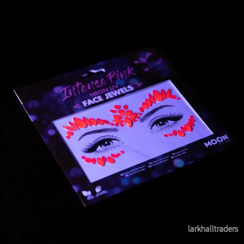 Moon Neon UV kroppsstenar, Intense Pink Face Jewels - Bild 3