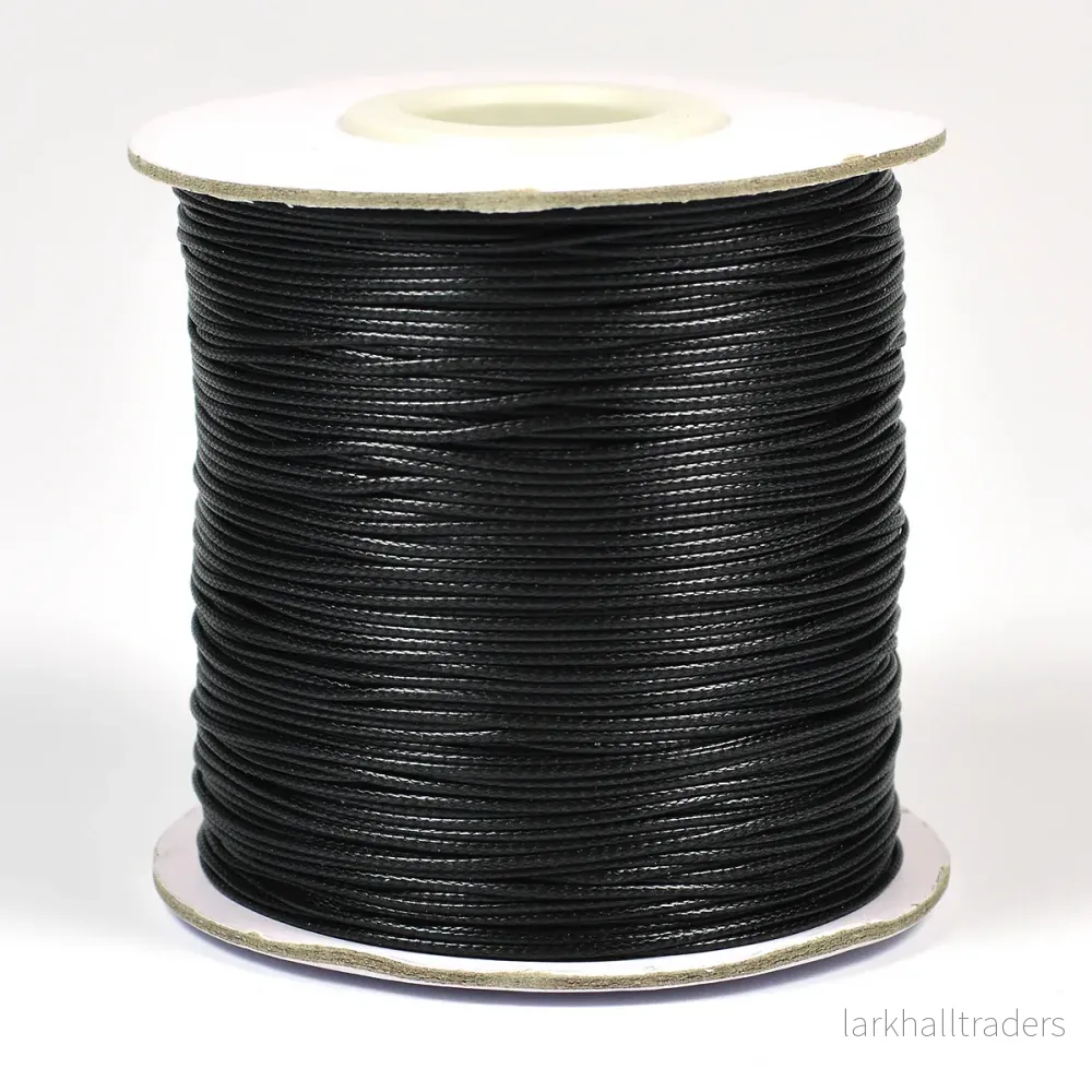Vaxat polyestersnöre, svart, 0,6mm, 10m - Bild 2