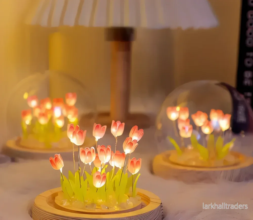 ArtifiTulip – Charmig DIY LED Blomsterlampa med Tulpaner och Glaskupol - Bild 2